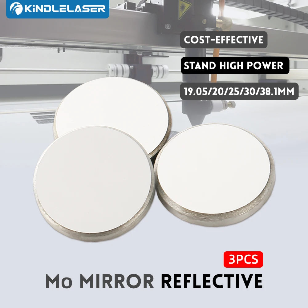 3Pcs Mo lens Co2 Laser Reflector Len Dia.19.05/20/25/30/38.1mm Thk.3/5mm for Acrylic CO2 Laser Cutting/Engraving Machine