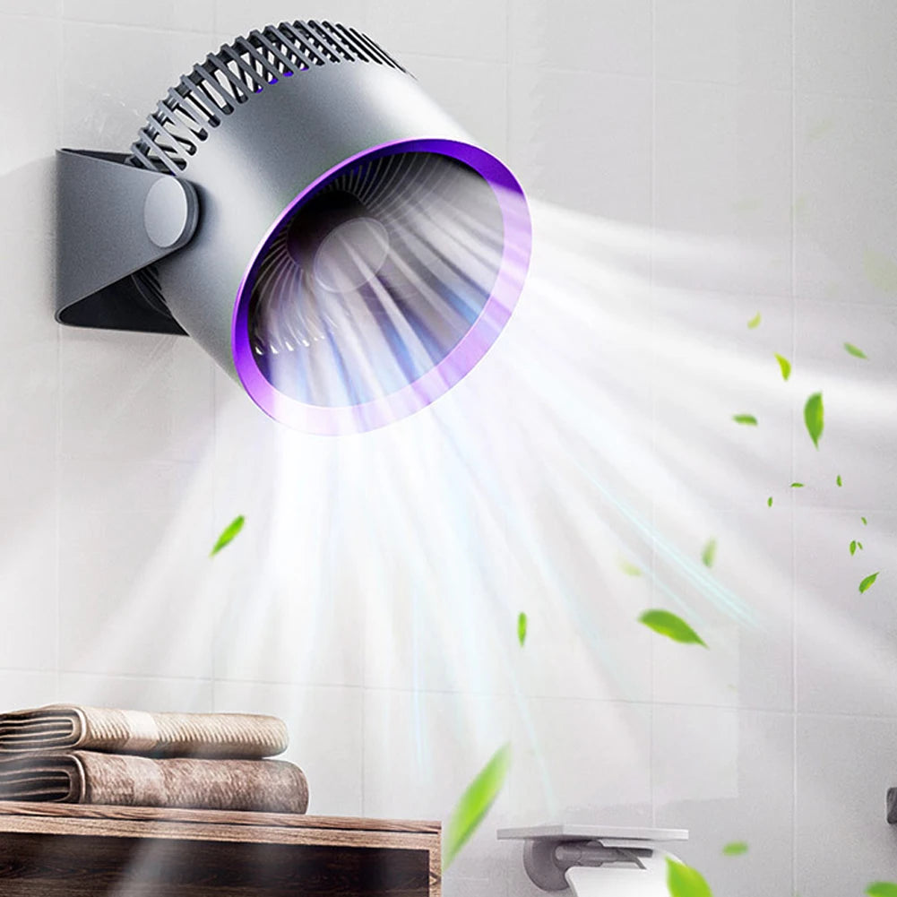Wall Mounted/Table Air Circulation Electric Fan USB Rechargeable 4000mAh Summer Cooling Fan Low Noise 3 Speed Camping Supplies