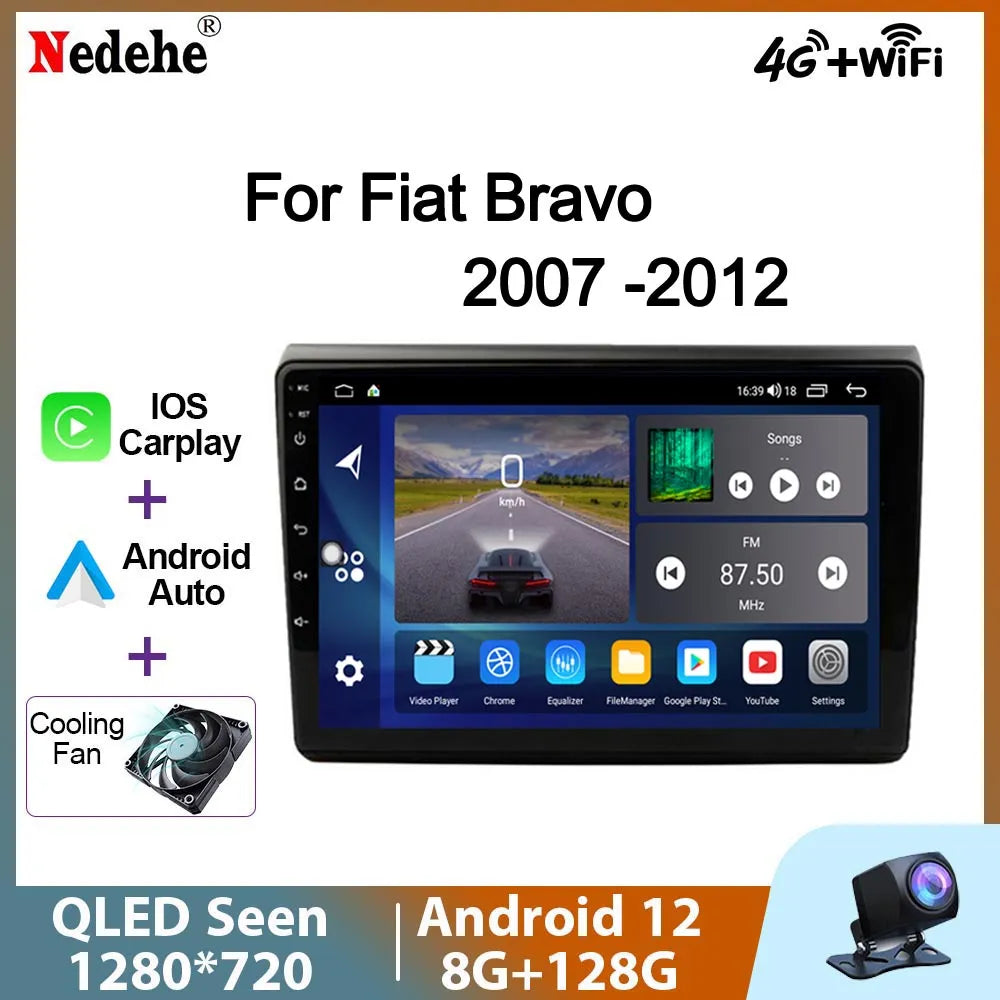 Android 12 Car Radio Multimedia Video Player 2 Din GPS Navigation For Fiat Bravo 2007-2012 Autoradio Audio Stereo Carplay 4G DVD