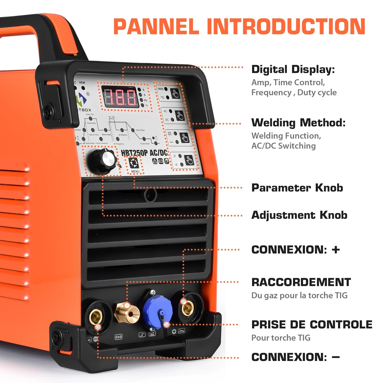 HITBOX 4-in-1 AC/DC Tig Welding machine AC pulse argon Aluminium Welder Digital Control Gas Stainless Pulse Welder 2T 4T HBT250P