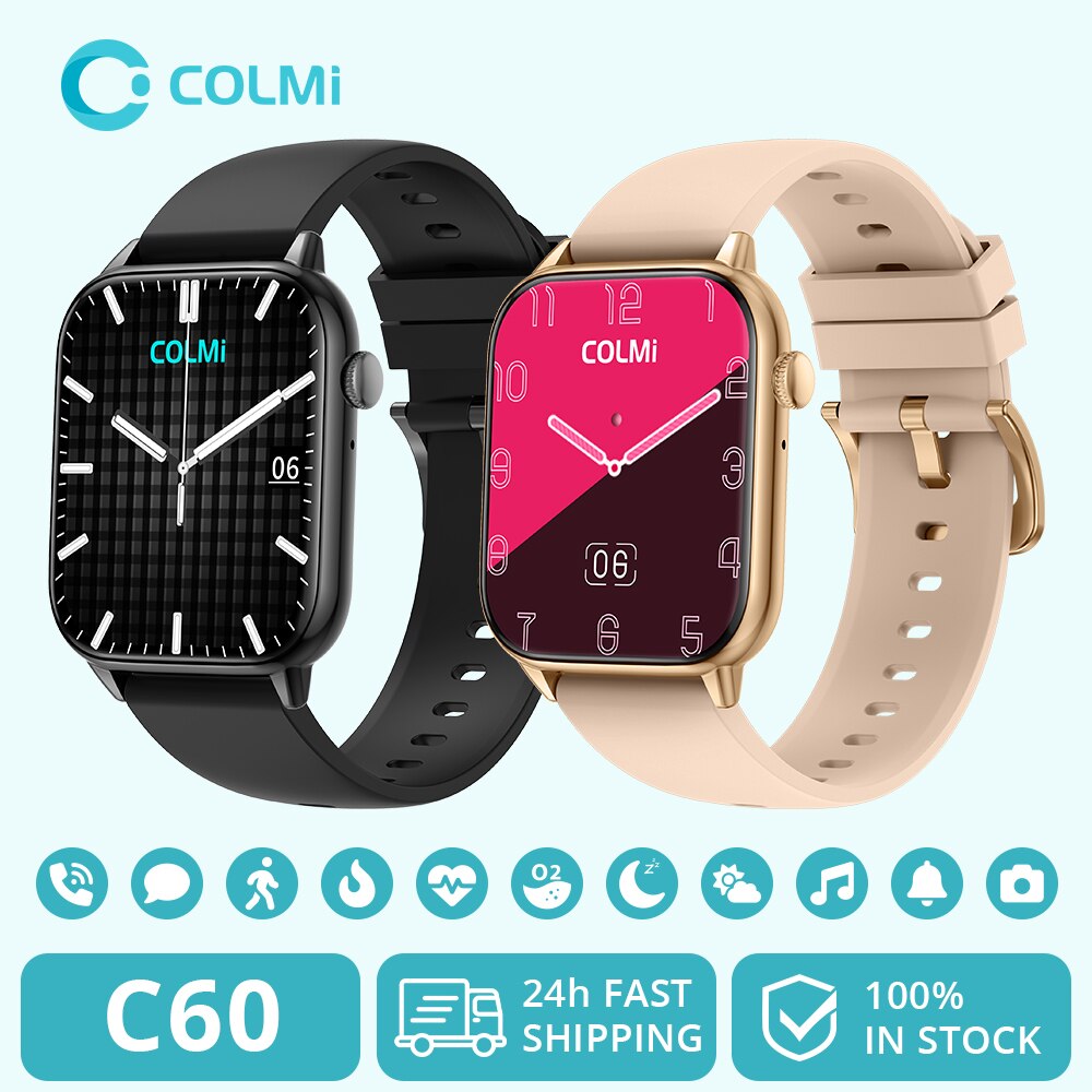 COLMI C60 Smartwatch 1.9 Inch Full Screen Bluetooth Call Heart Rate Sleep Monitor 100 Sport Models Smart Watch Men Women