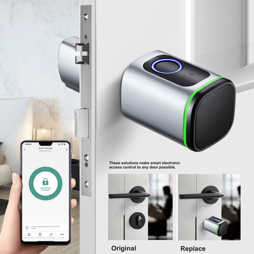 Zemismart Tuya BLE Smart Electronic Door Lock DIY Cylinder Core Fingerprint APP Keys IC Card Unlock for Home Hotels Security