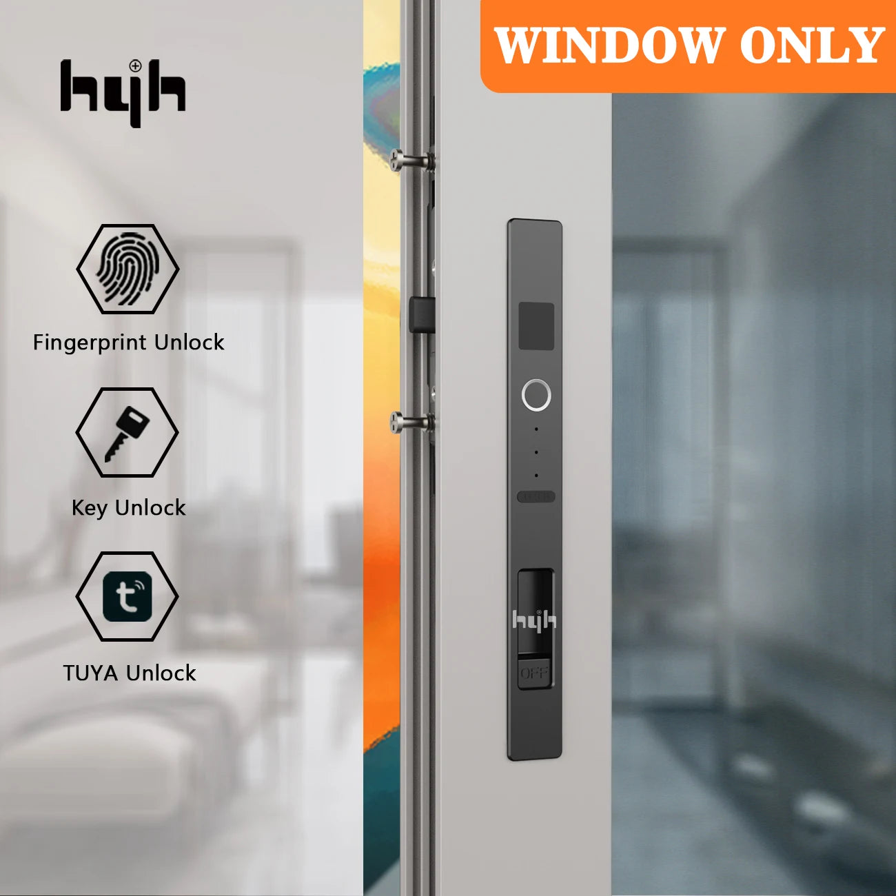 hyh Smart Lock for Sliding Window Fingerprint Lock with Tuya Remote Control Bluetooth Window Lock Security Protection