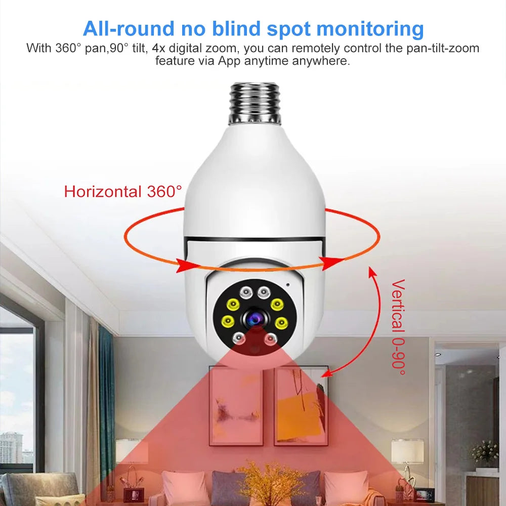 Camera Home Wireless WiFi Bulb Surveillance Camera 360 Degree Panoramic HD Bulb Lamp Head Camera Lamp Head