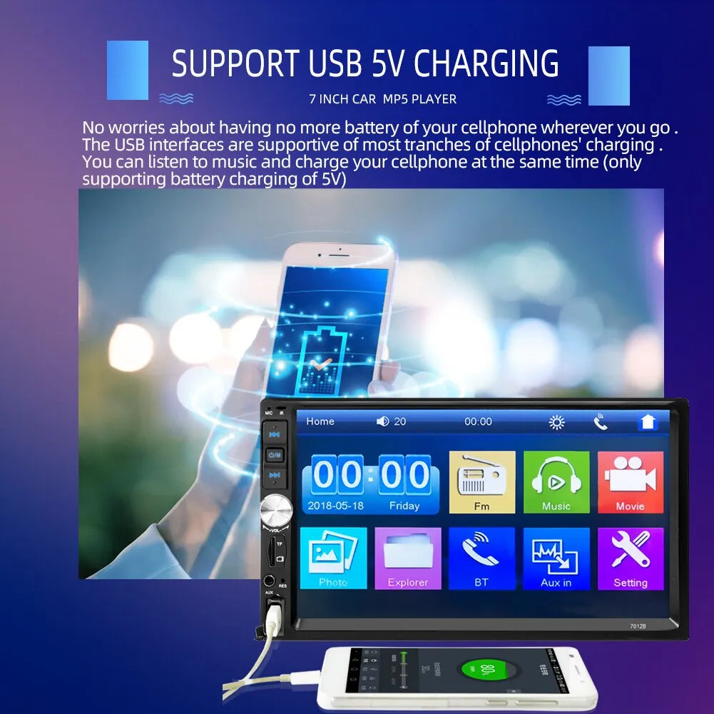 Acodo 7inch 2din Car Radio 7012B Autoradio Multimedia Player Touch Screen Bluetooth MP5 USB TF FM Auto Audio Car Stereo