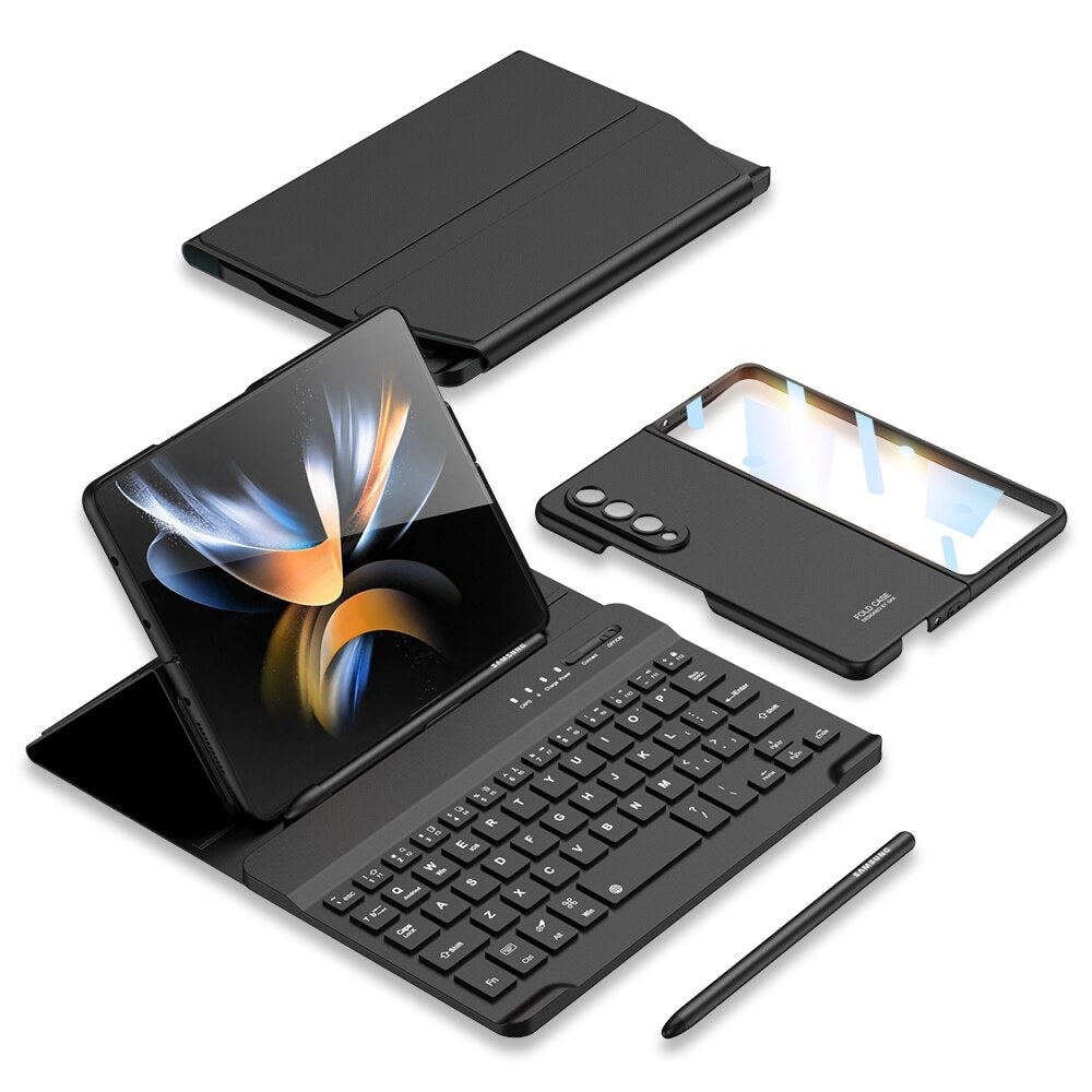 Magnetic Wireless Bluetooth Stand Leather Case For Samsung Galaxy Z Fold 3 4 Case keyboard protector With Pen Slot For Fold4 3