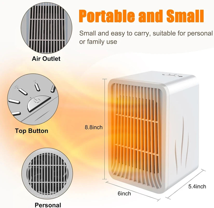 XIAOMI Small Space Heaters for Indoor Use 1000W Mini Portable Heater Fan Electric Space Heater for Room Heating and Fan Modes