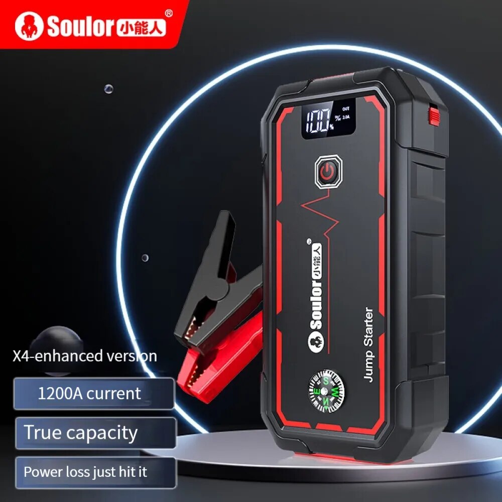 Soulor X4 Car Jump Starter Power Bank  Emergency Starting Power Supply Outdoor 12V Battery Charger For Car