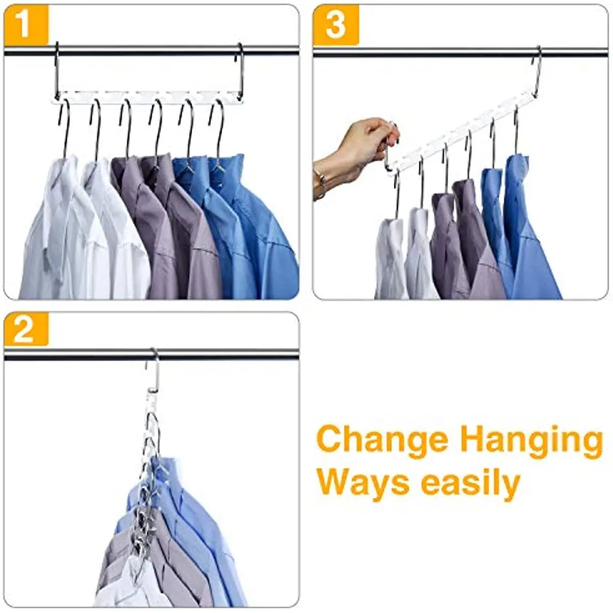 Space Saving Metal Closet Organizers,Multi-Port Support Clothes Magic Hangers,Heavy Duty Clothing Drying Rack for Bedroom Closet