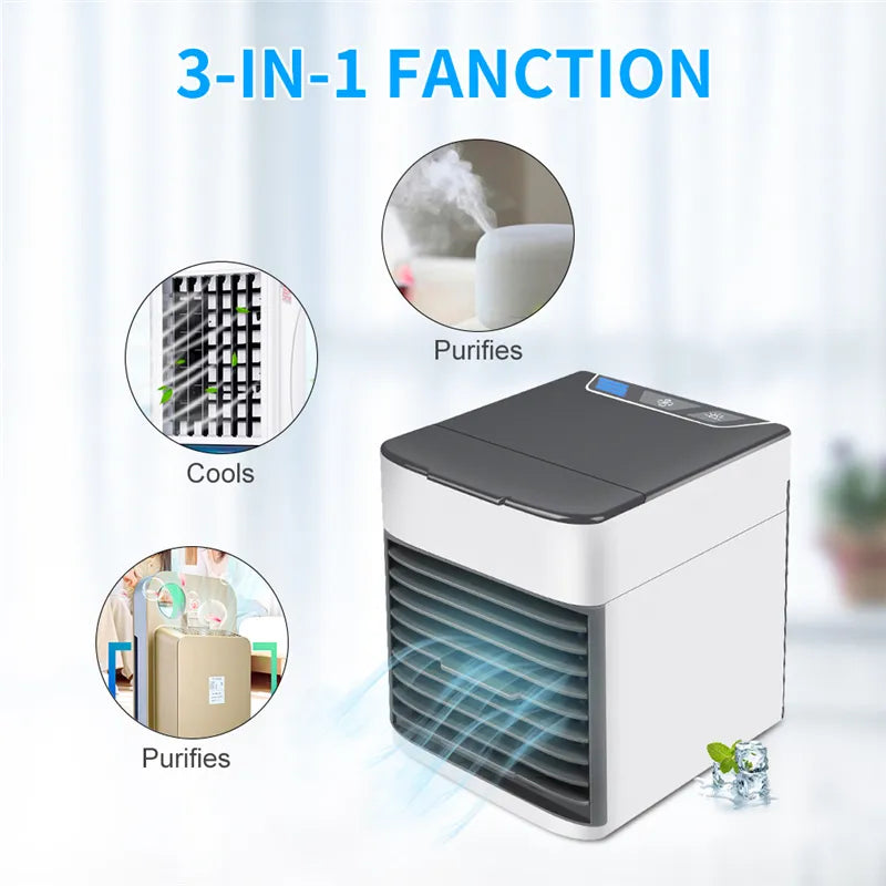 Mini Portable Air Conditioner Air Cooler For Room Evaporative Cooler Fan Humidifier Air Conditioning For Car Camping Outdoor