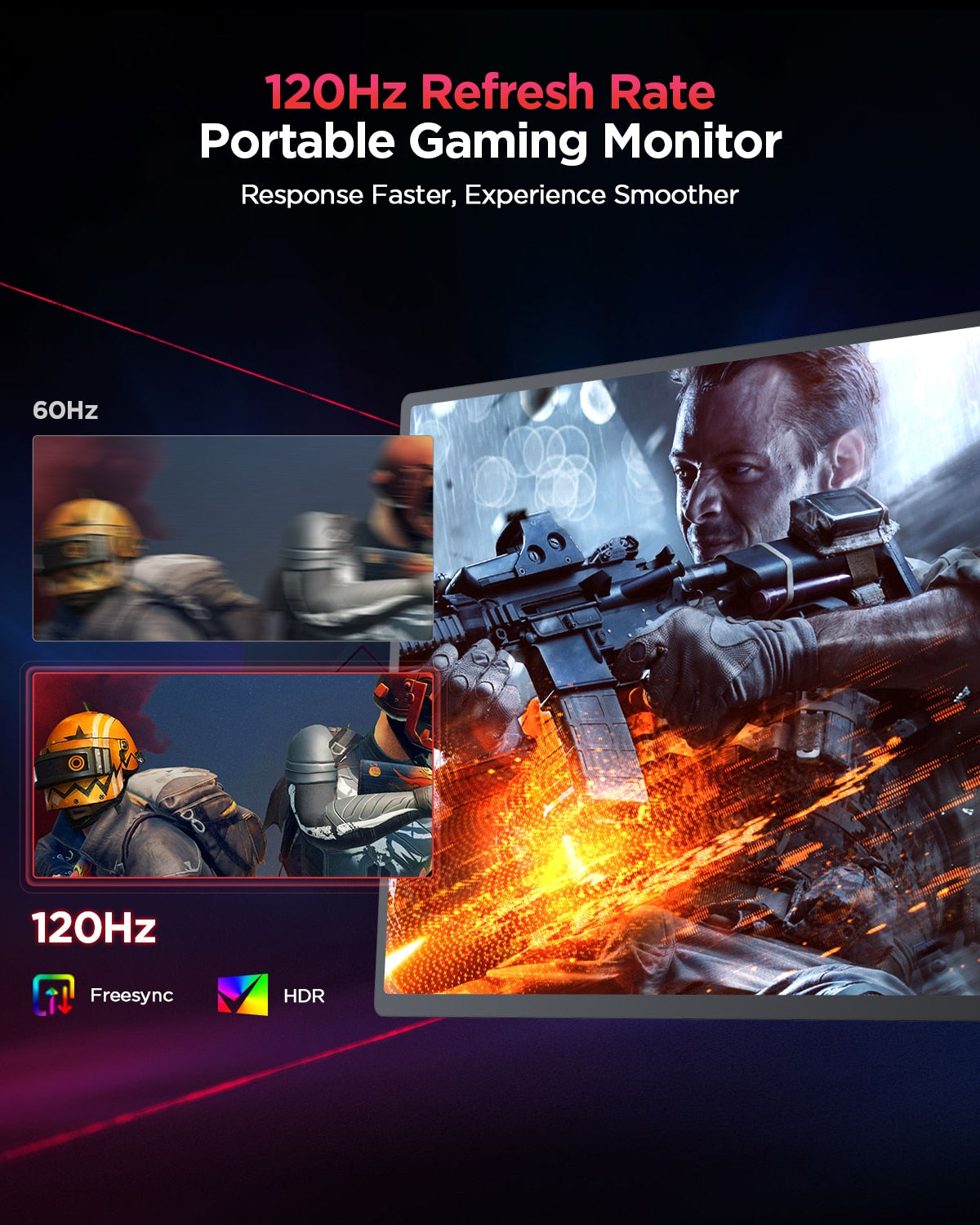 UPERFECT 16" 2K Portable Monitor 2560*1600 16:10 100%sRGB 500Cd/m² 120Hz Gaming Display For Xbox PS5 Switch Laptop Mac Phone