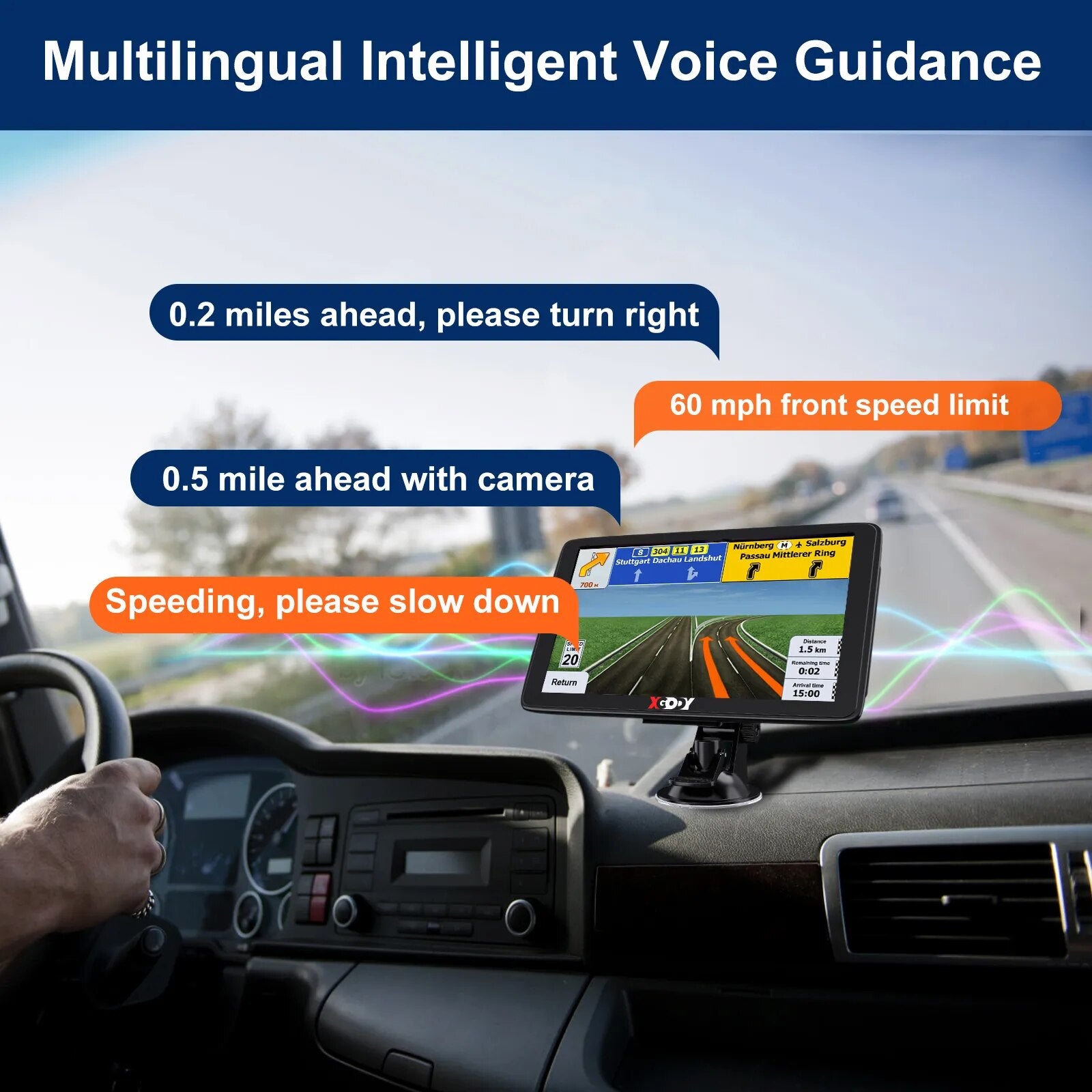 XGODY 7" Car GPS Navigation Truck GPS 256M+8G Navigtor Touch Screen Sunshade Sat Nav Navitel Lastest 2023 Europe America Maps