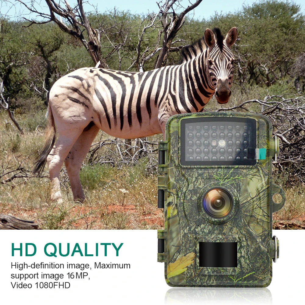 Trail Camera 16MP 1080P Wildlife Scouting Camera with 12M Night Vision Motion Sensor IP66 Waterproof Monitoring Tracking