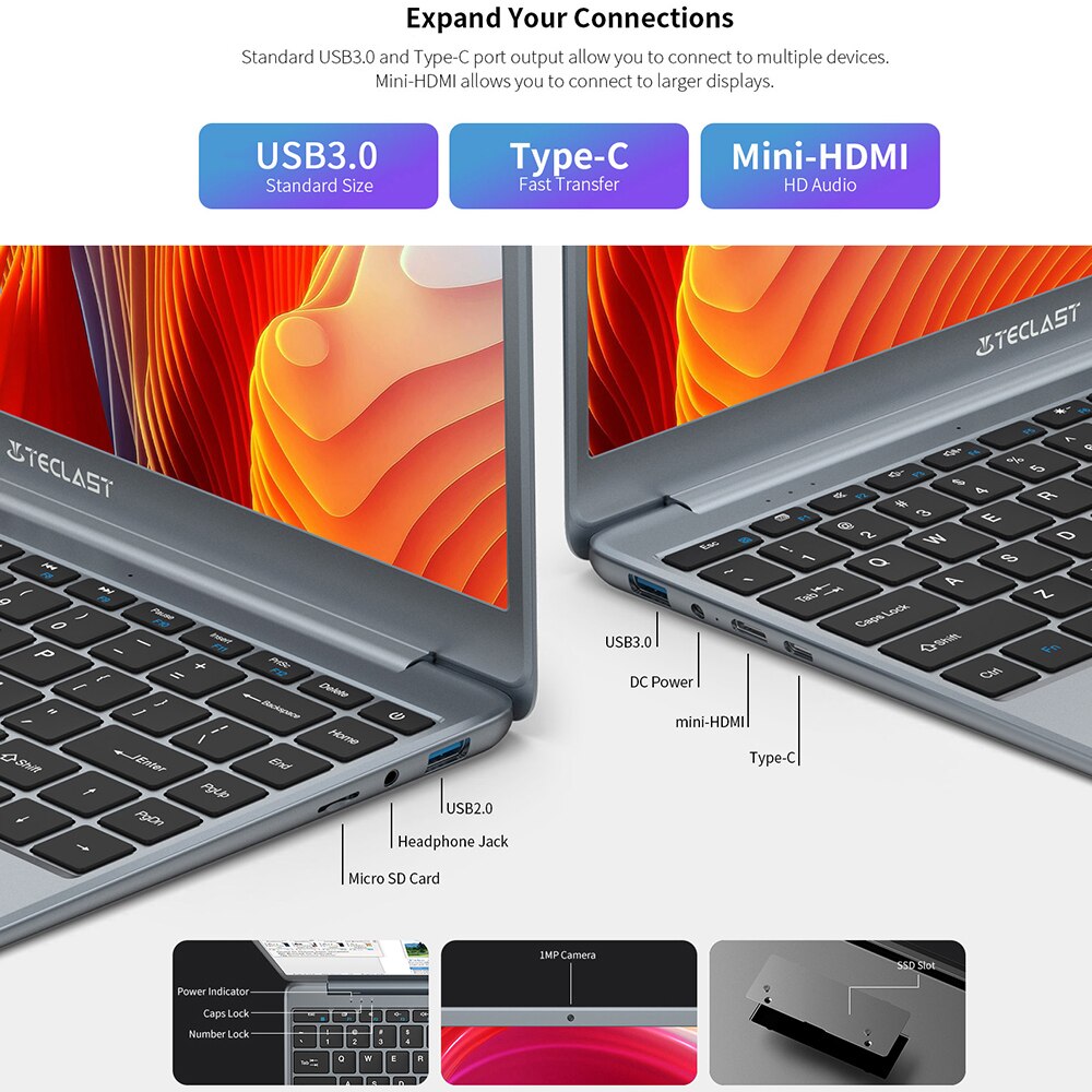 Teclast F7 Plus 2 14.1 Inch Laptop Windows 10 8GB RAM 256GB SSD Intel Celeron N4120 Intel UHD Graphics 600 Notebook