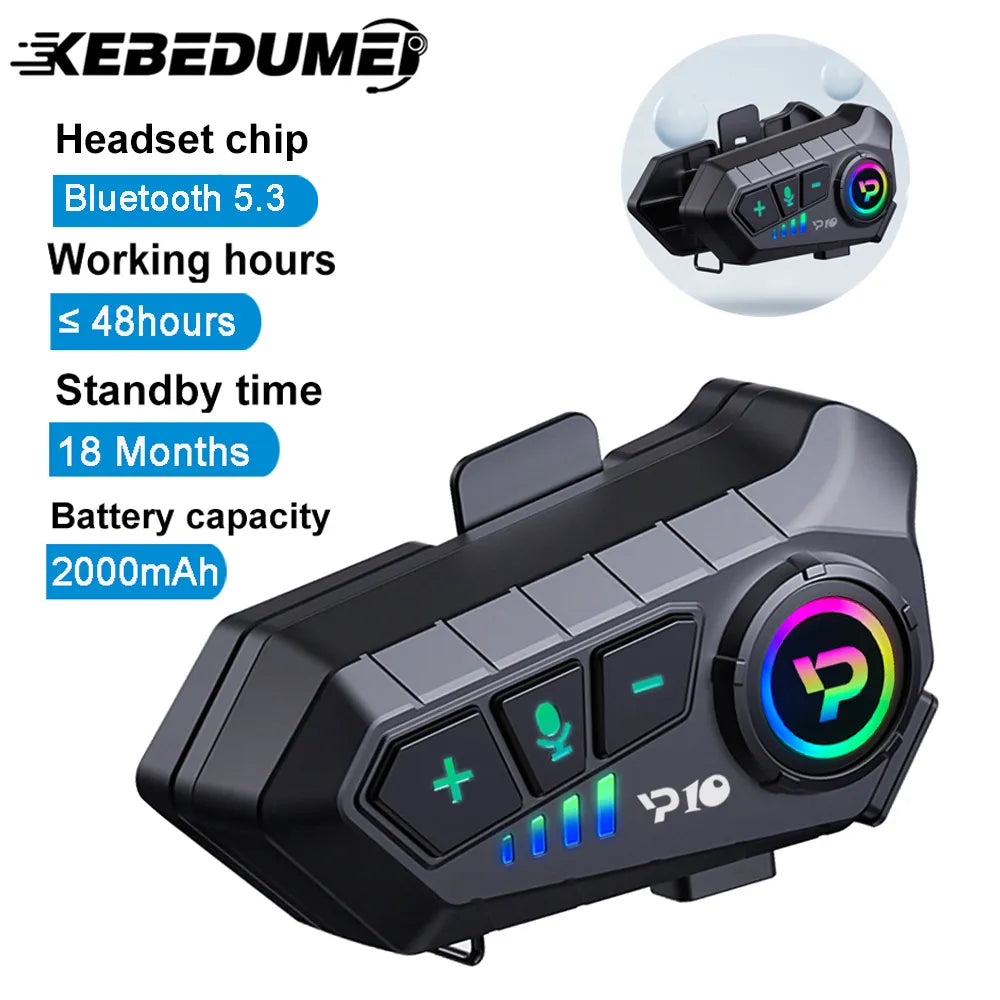 Bluetooth Motorcycle Helmet Headset Wireless IPX6 Waterproof Noice Reduction Earphone Super Long Standby HandsFree Headphone