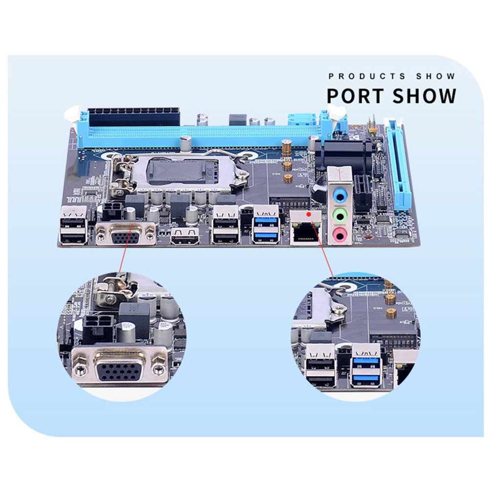 H81 Computer Motherboard 16GB I/O Interface Micro-ATX LGA1150 PC Main Board VGA+HDMI-Compatible+RJ45 Port Support SATA 3.0 2.0