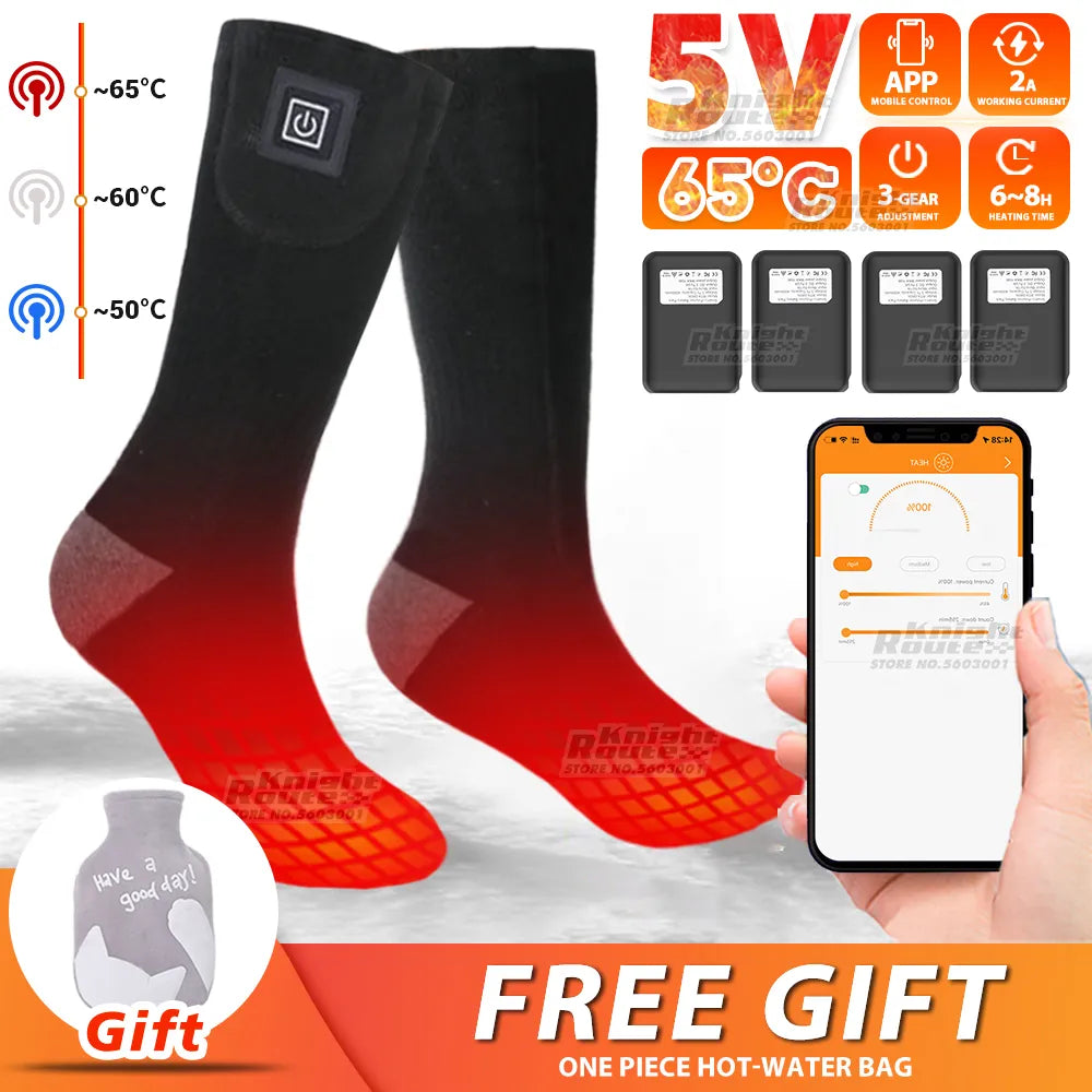 Heated Socks Man Winter Winter Motorcycle Heating Socks APP Control Thermal Socks Women Heating Foot Warm Hiking Sports Cycling