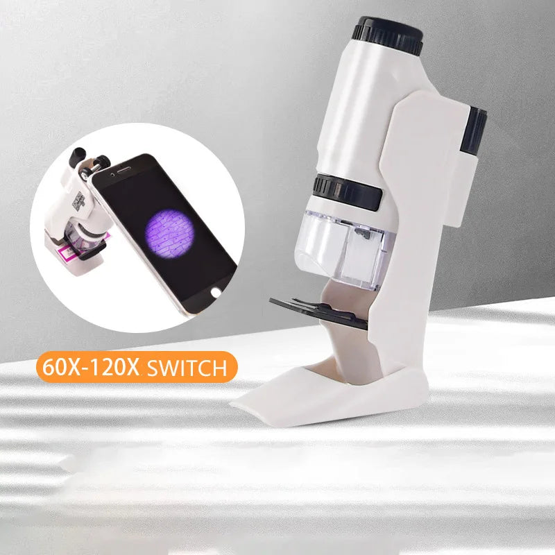 60X-120X Children's Handheld Portable Micro Optical Microscope Mini Professional Outdoor Science Microbiology Toys