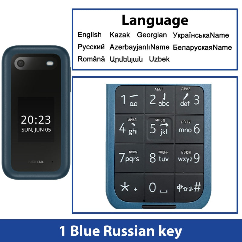 New and Original Nokia 2660 4G Feature Flip Phone 2.8" Display Bluetooth FM Radio 1450mAh Dual SIM Rugged Push-button Telephone