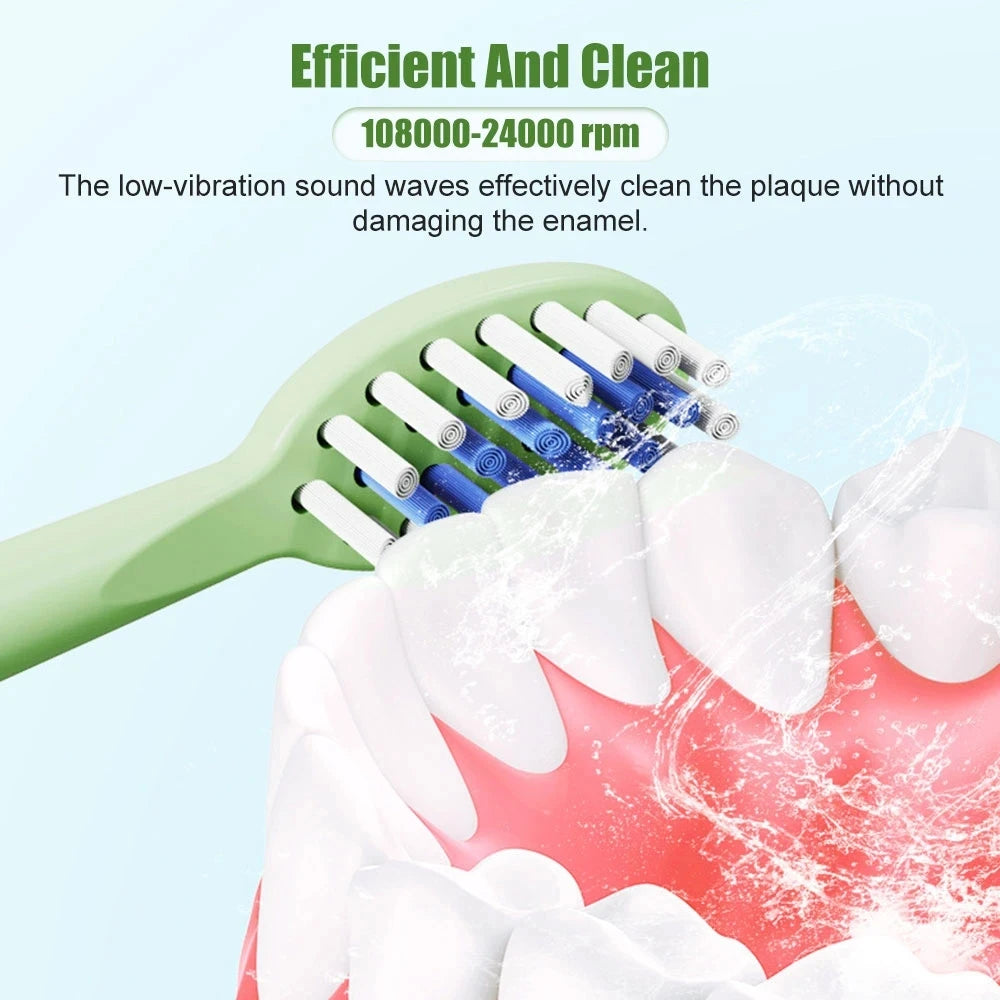 Child's USB Sonic  Electric Toothbrush Rechargeable Colorful Cartoon Brush Kids Automatic IPX7 Waterproof With Replacement Heads