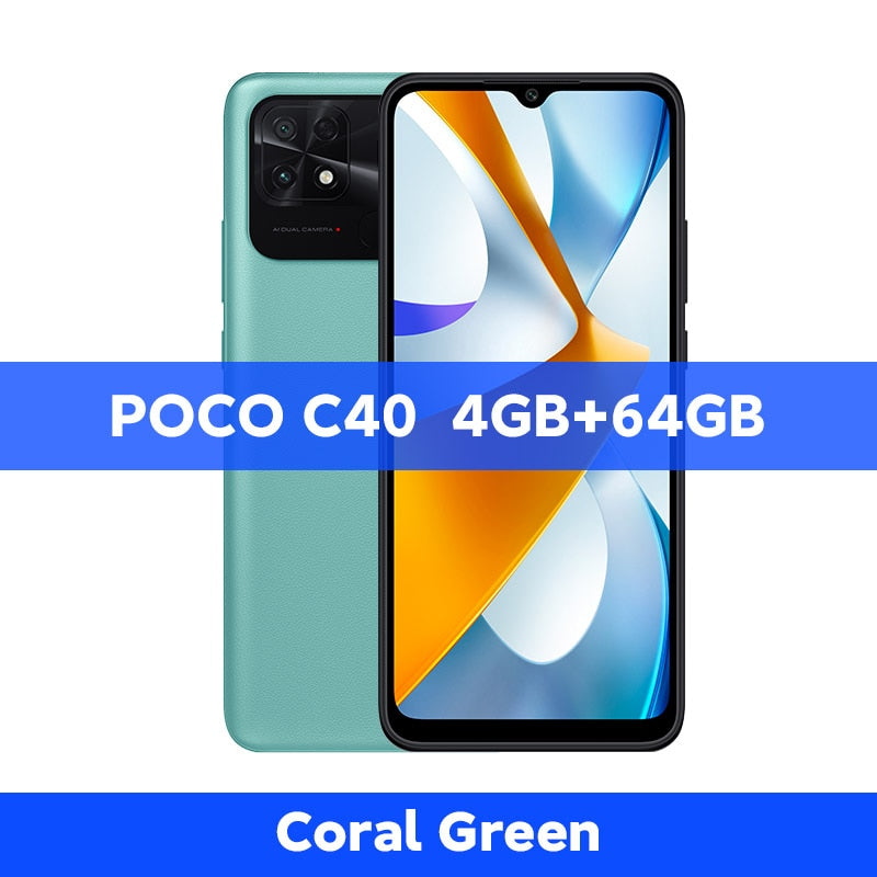 New POCO C40 Global Version Smartphone 3GB 32GB / 4GB 64GB 6000mAh battery 6.71” Display JLQ JR510 Octa-core CPU 13MP Camera