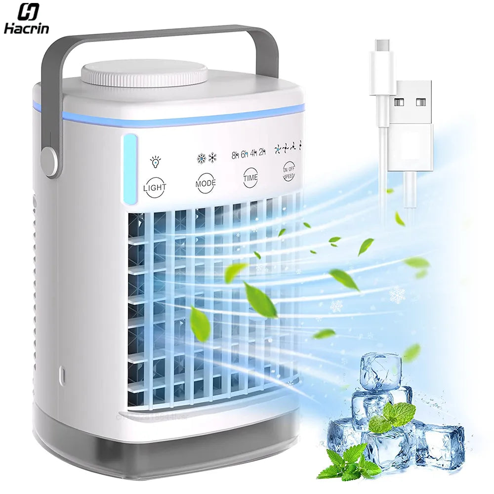 Portable Air Conditioner Cooling Fan Air Cooler Cold Fan Mini Water Fan With Water Sprayer USB Air Conditioning For Room Home