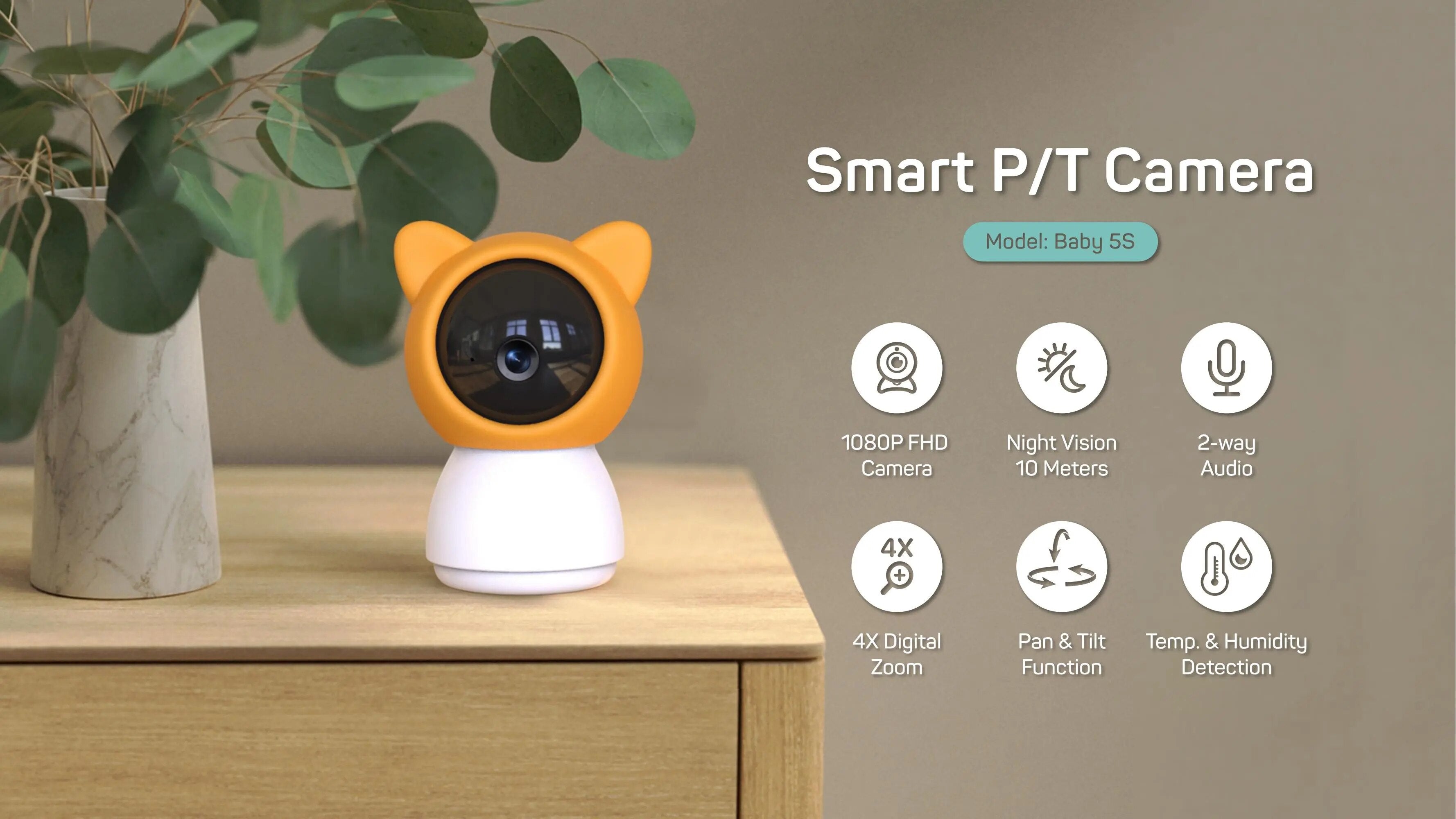 NEW 5" Video Baby Monitor 2.4GH WiFi 1080P Camera NightVision Motion and Sound Notifications Humidity Support Phone App Control