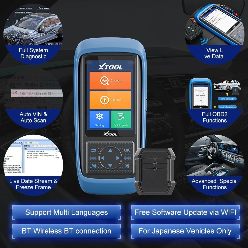 XTOOL PS701PRO Car OBD2 Diagnostic Tool for Honda Toyota Nissan Mitsubishi Japanese Car Reset All System Diagnosis Active Test