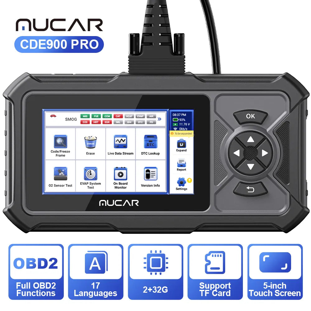 MUCAR CDE900 PRO OBD2 Diagnostic Tool With 4 System Diagnostics ECM TCM ABS SRS Automotive Scanner Car Code Reader OBD 2 Scanner