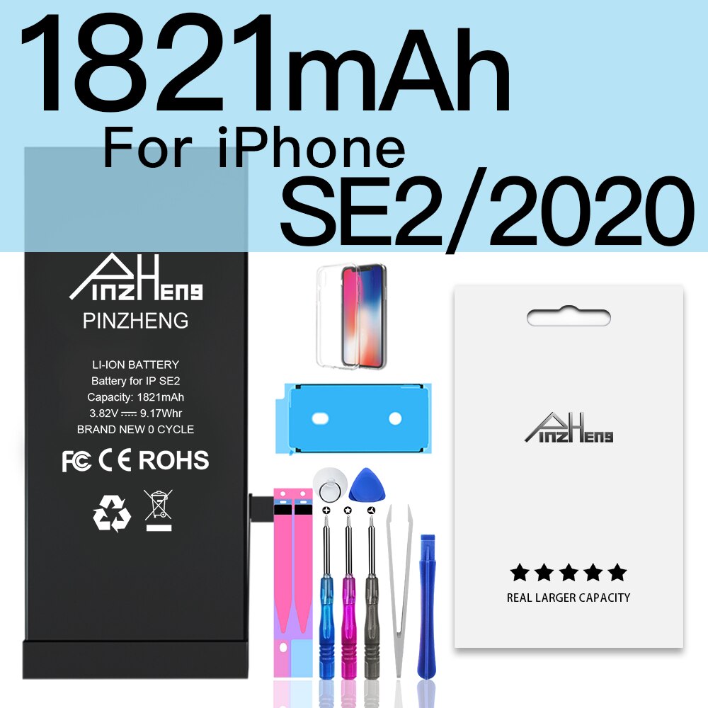 PINZHENG Original High Capacity Battery For iPhone 5S SE 5 6 6S 7 8 Plus Phone Replacement Batteries Warranty One Year Bateria