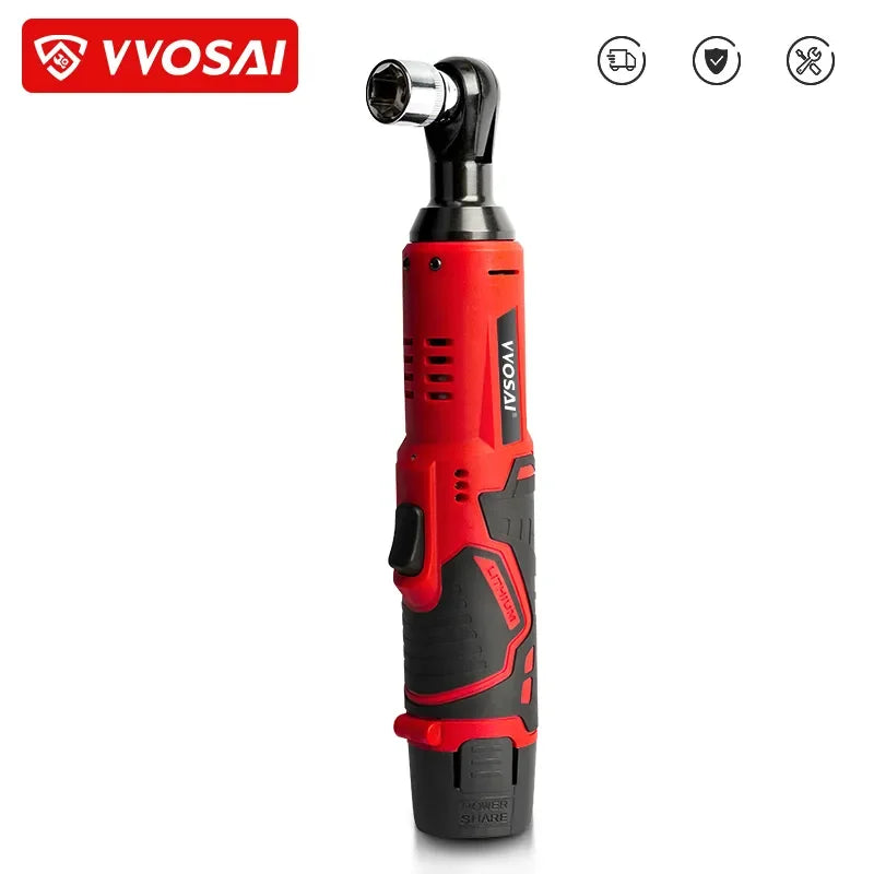 VVOSAI 45NM Cordless Electric Wrench 12V 3/8 Ratchet Wrench Set Angle Drill Screwdriver to Removal Screw Nut Car Repair Tool