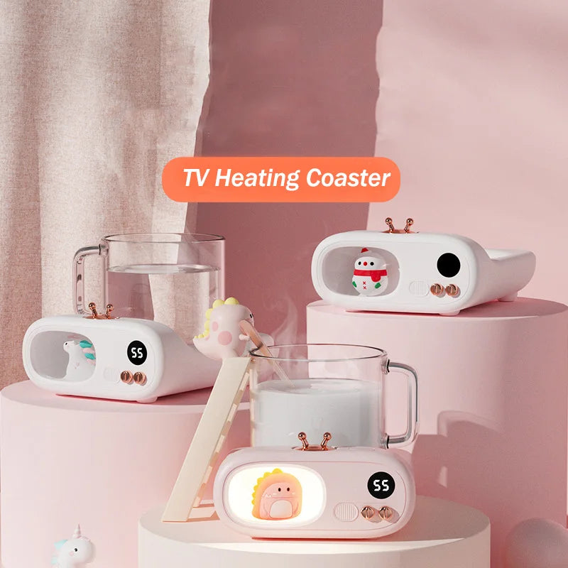 Home Office Thermostatic Heating Coaster Cute TV Warmer Cup Heater Plate Electric Smart Timing 3 Temperature Constant Coffee Mug