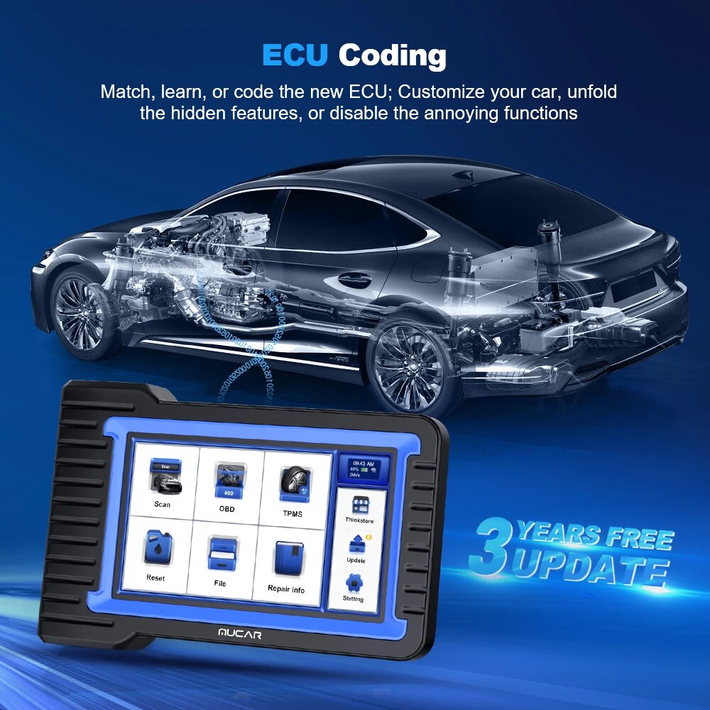 MUCAR VO7S Car Diagnostic Scanner CAN-FD Protocol Full System 28 Reset ECU Coding Bidirectional Test OBD2 Auto Diagnosis Tools