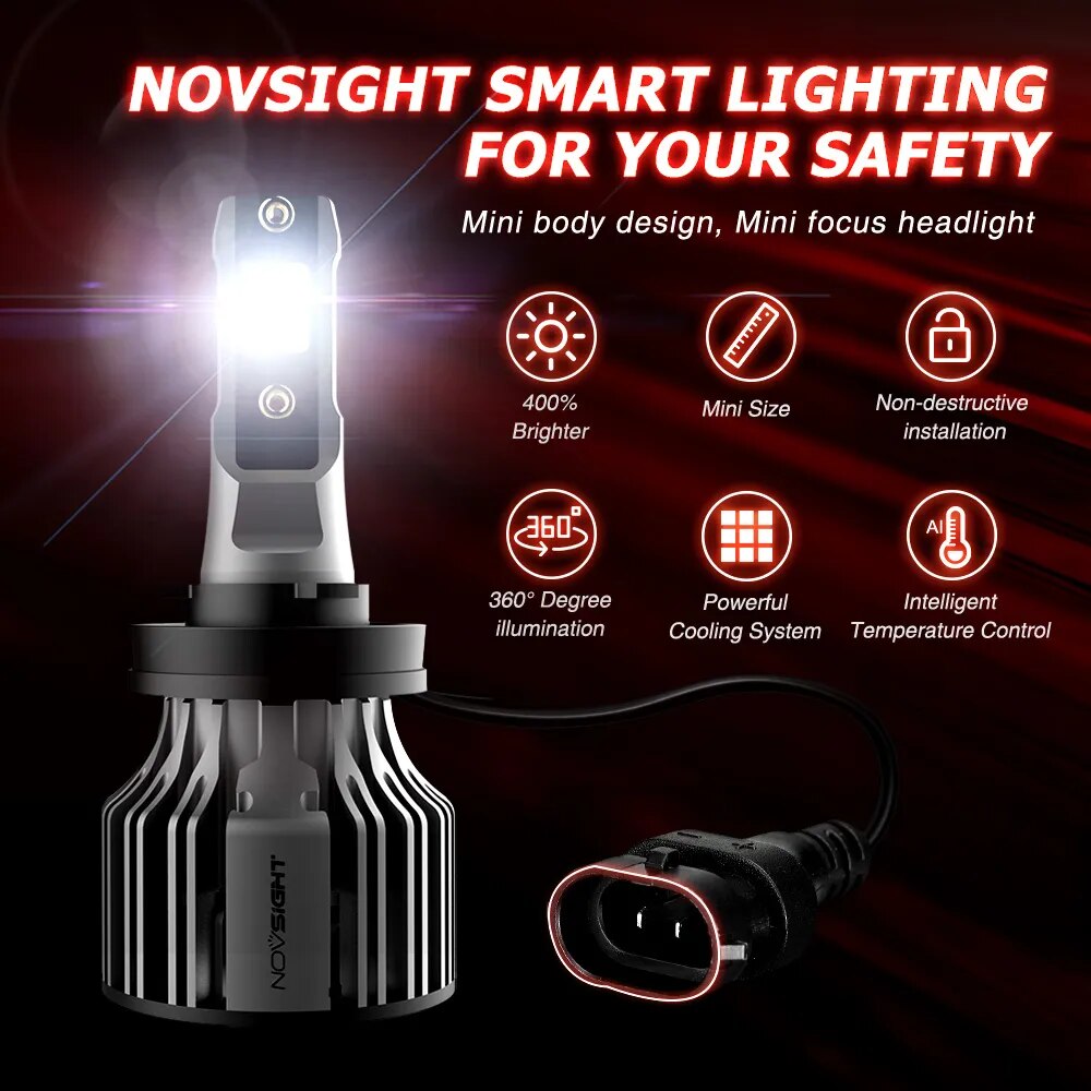 NOVSIGHT Led Car Headlight H1 H3 H4 H7 H11 H8 H9 H13 9005 9006 9007 9003 72W 10000LM 6000K Auto Headlamp Fog Light Bulbs