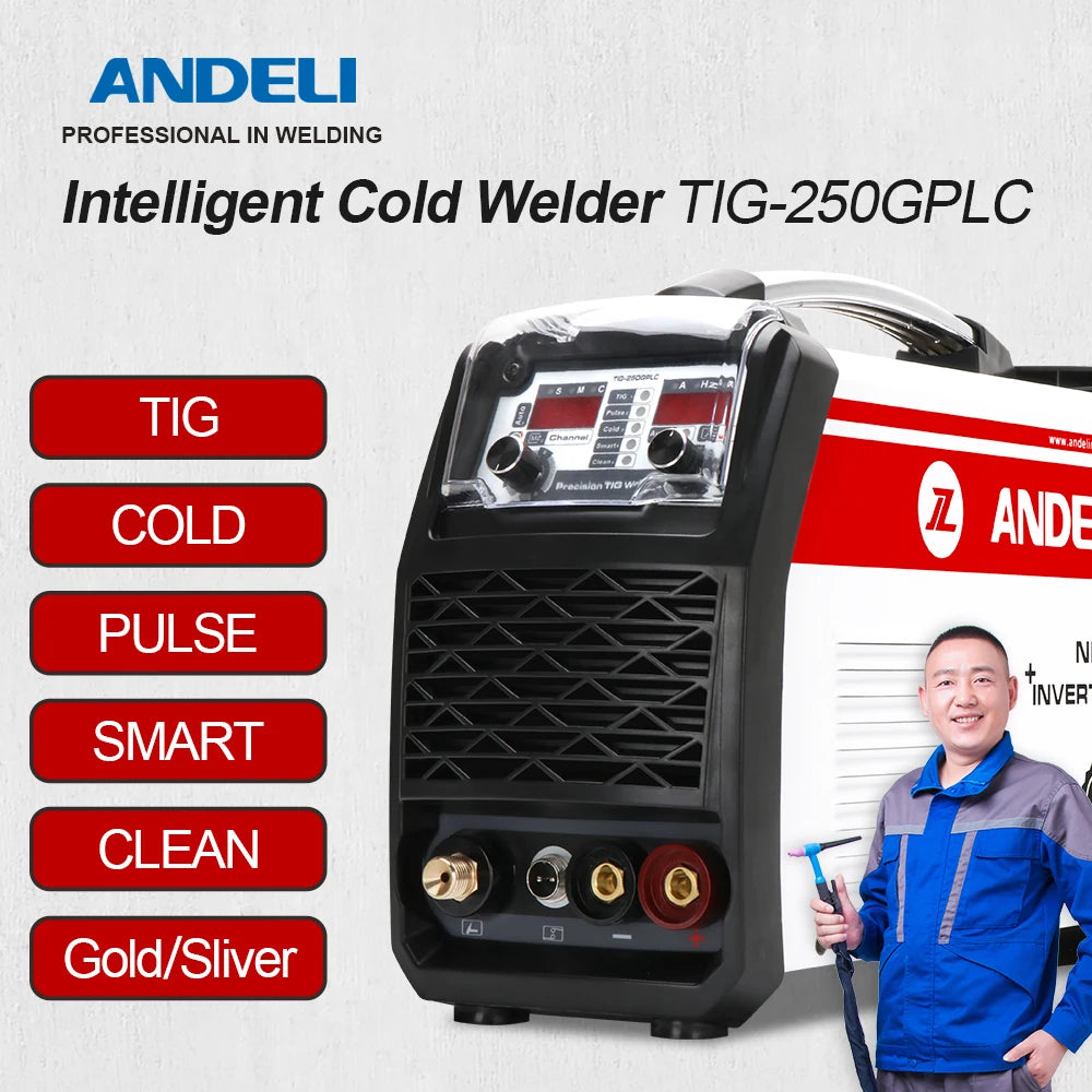 ANDELI 110V/220V Cold Welding Machine TIG-250GPLC 5 in 1 TIG COLD PULSE CLEAN Gold Silver Welding TIG Welder TIG Welding Machine