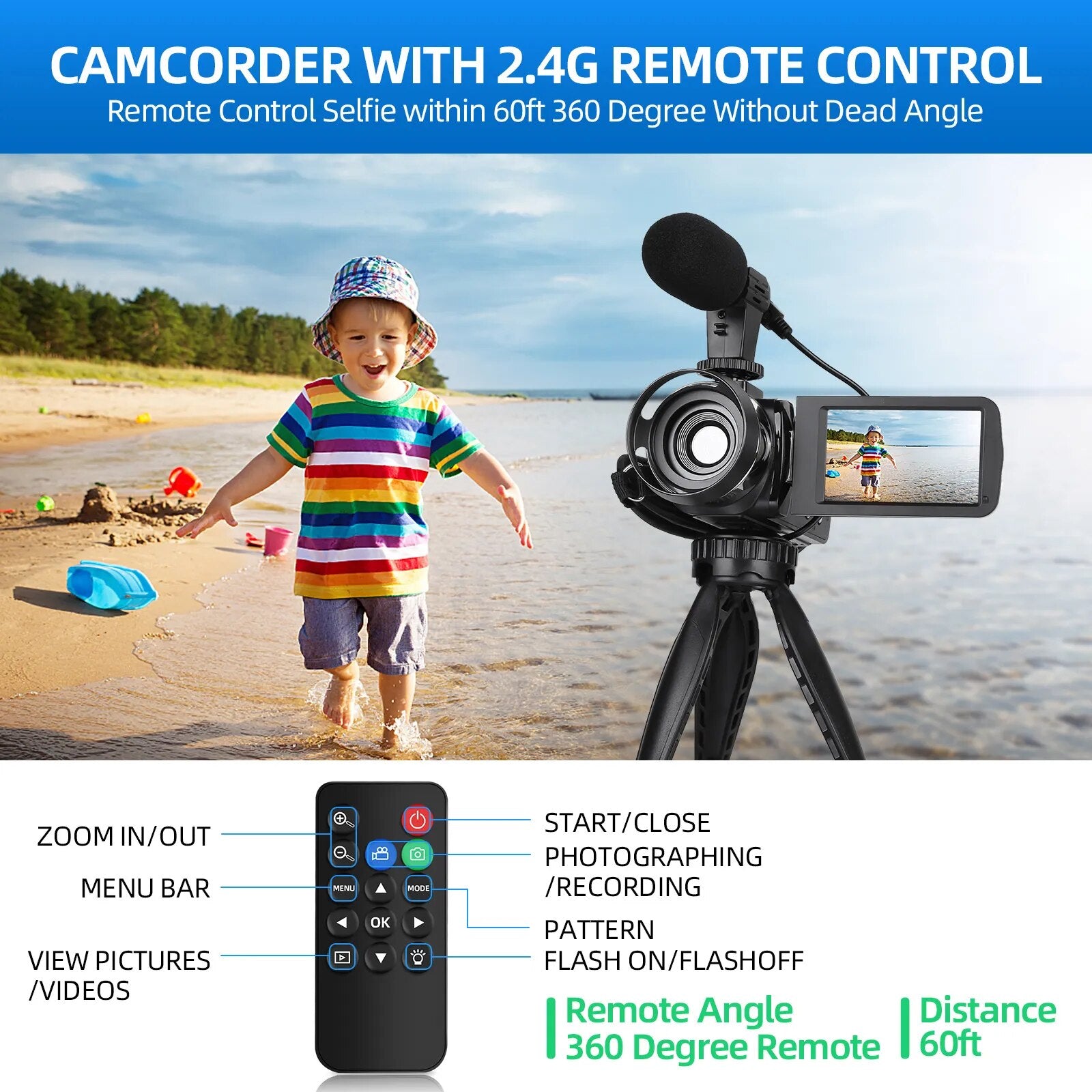 G-Anica 2.7K Video Camera 42MP Digital Camera Vlogging Camera for 3.0inch Flip Screen Camcorder with Remote Control