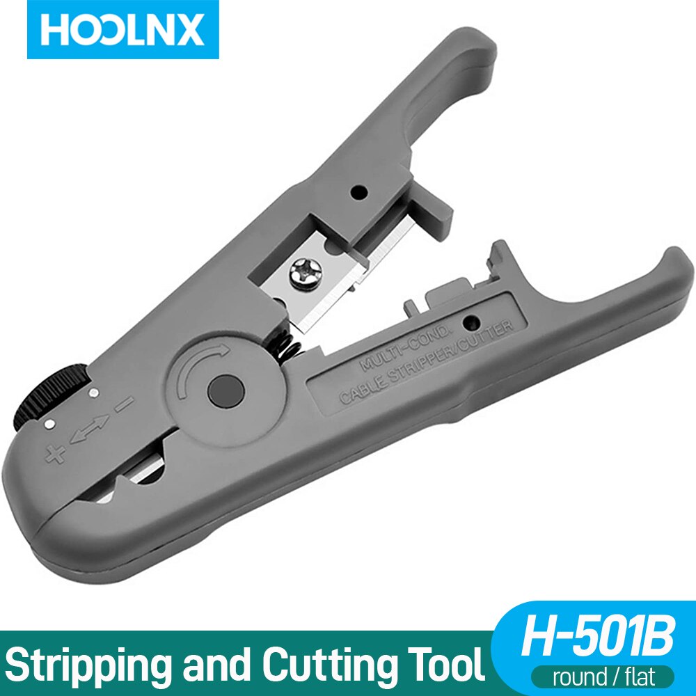 Hoolnx Adjustable Stripping/Cutting Tool Wire Stripper Cutter for Tel Ethernet Cable, Round/Flat Cables, Cat6 Cat7 RJ45 RJ11