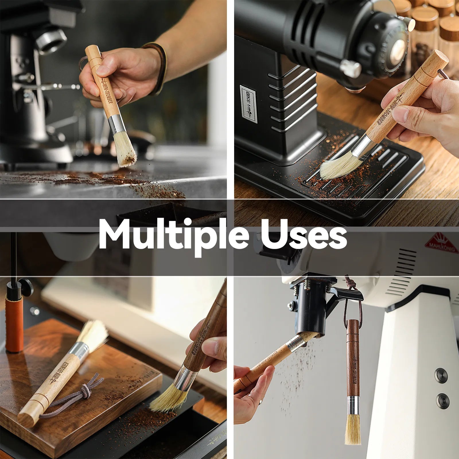 MHW-3BOMBER Coffee Grinder Cleaning Brush Dusting Espresso Brush Accessories for Home Barista Kitchen Tool Wood Handle & Natural