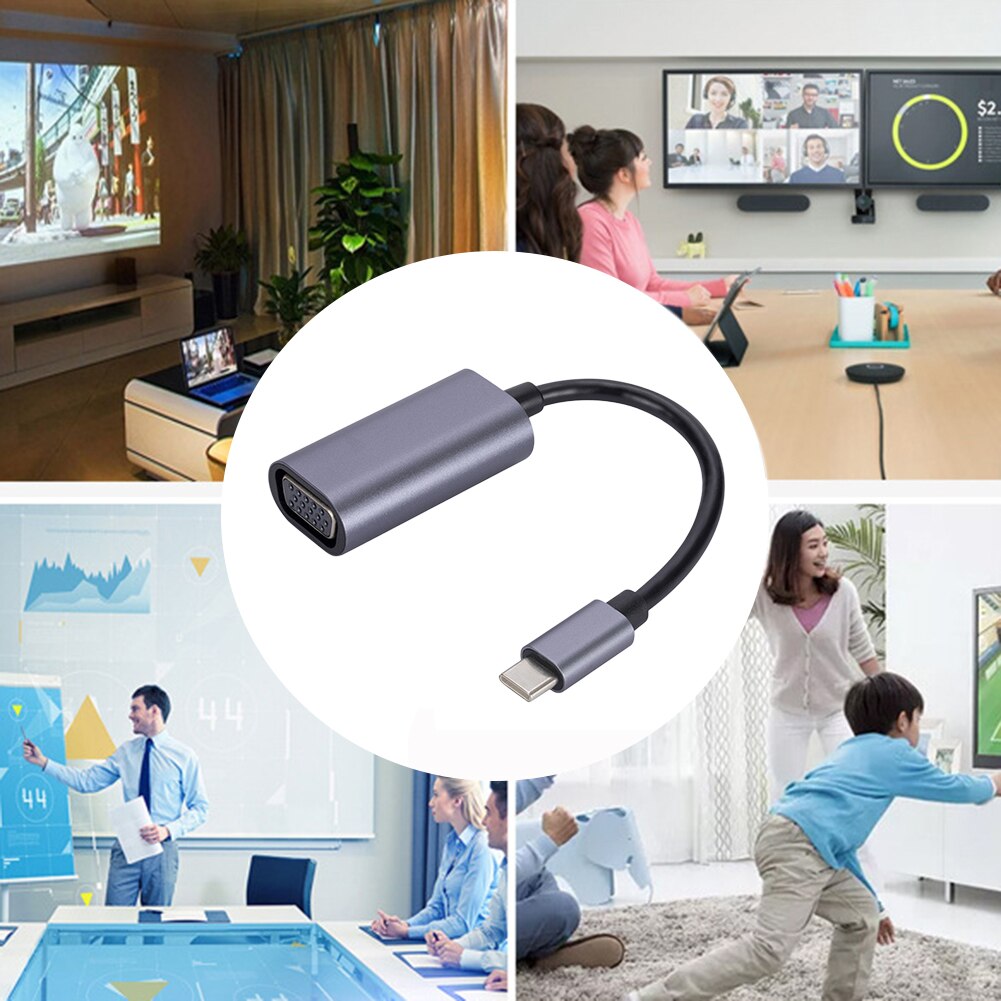 USB C To VGA Converter Cable Support Hot Swapping Display Adapter Cable Plug and Play Mobile Phone Notebook for MacBook Air/Pro