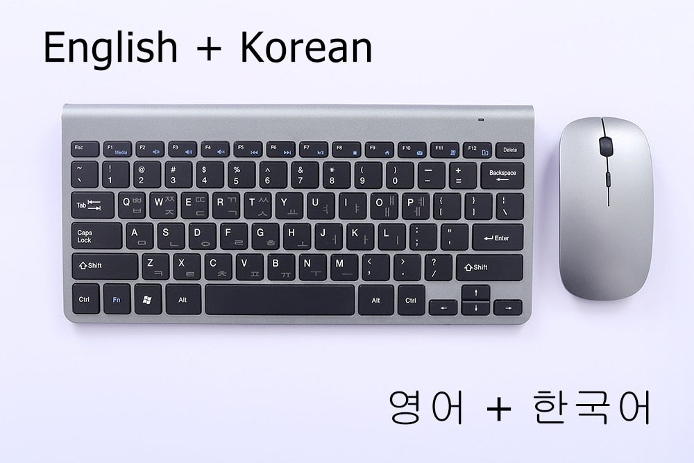 2.4G Wireless Keyboard and Mouse Mini Protable Silent Mice Russian Korean French Hebrew Keyboard Kit for Laptop Mac PC TV Box