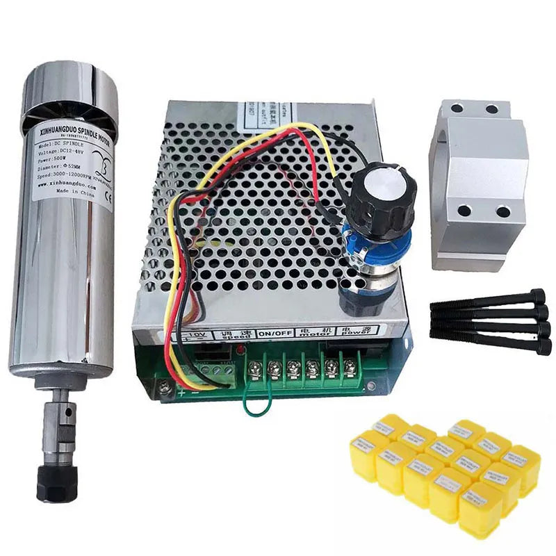 CNC Air cooled 0.5kw CNC spindleMotor Kit ER11 chuck 500W Spindle Motor + Power Supply speed governor For Engraving