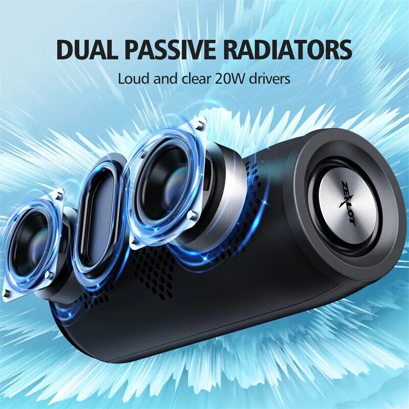 ZEALOT S51 Powerful Bluetooth Speaker Bass Wireless Speakers Subwoofer Waterproof Sound Box Support TF, TWS, USB Flash Drive