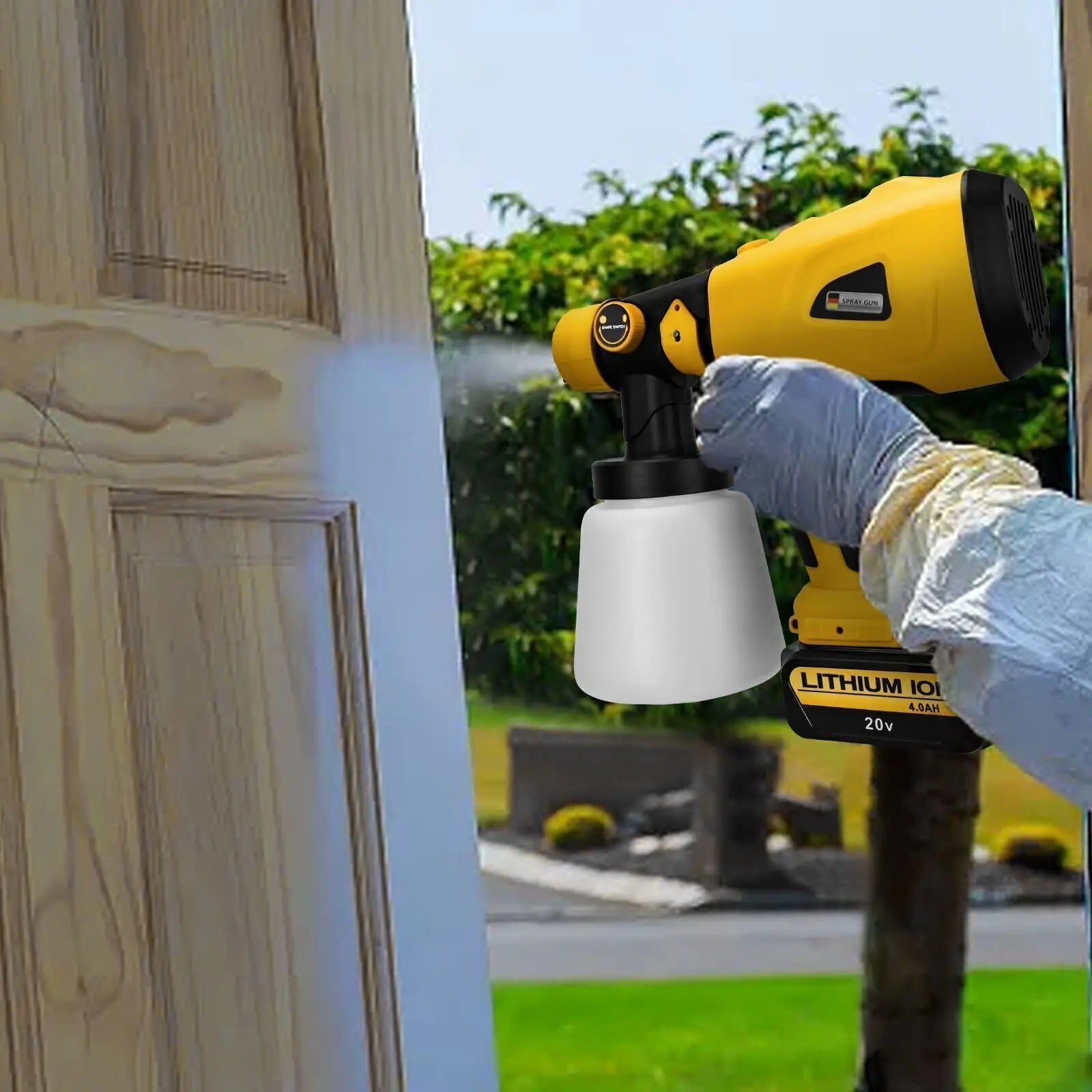 800ML Handheld Electric Spray Gun For Dewalt 18V 20V Lithium Battery Cordless High Power Paint Sprayer with 3 Spray Patterns