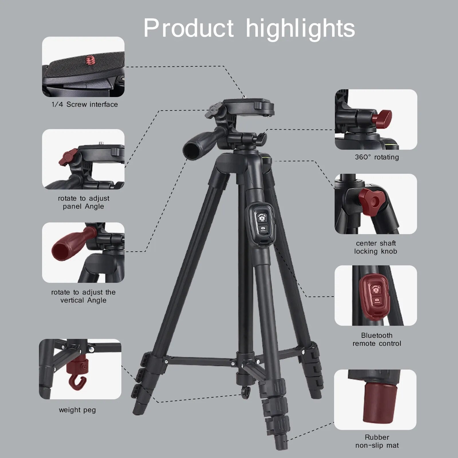 140CM Phone Tripod Stand With Selfie Remote Professional Video Recording Camera Photography Stand For Xiaomi HUAWEI IPhone Gopro