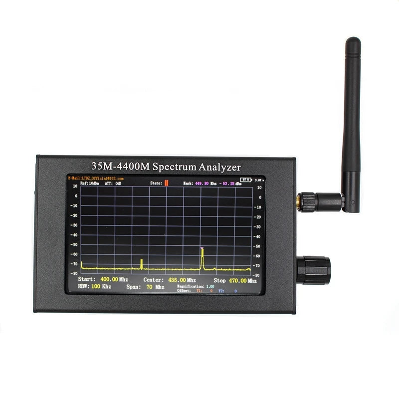 35M-4400Mhz Spectrum Analyzer 4.3Inch LCD Screen Professional Handheld Spectrum Analyzer Measurement Interphone Signal Durable