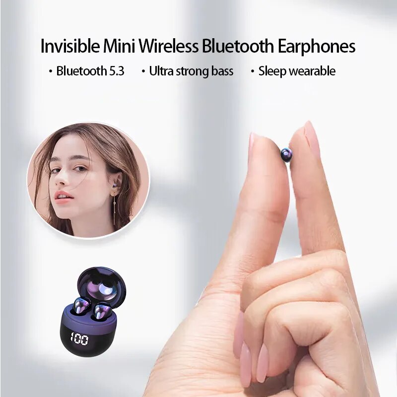 SK18 Superbass Earphones,TWS Wireless Bluetooth Headset,With Mic Smart Touch Headphones,Invisible Mini Noise Reduction Earbuds