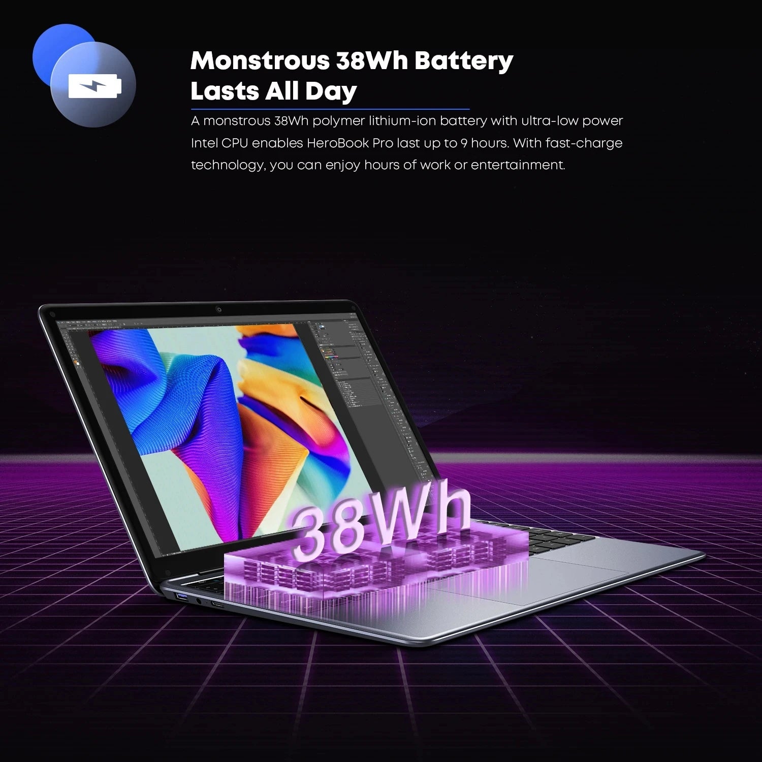 CHUWI HeroBook Pro 14.1'' Laptop, 256GB SSD 8GB RAM, Windows 11 Laptop, 1TB SSD Expand, Intel Celeron N4020, 2K FHD IPS Display