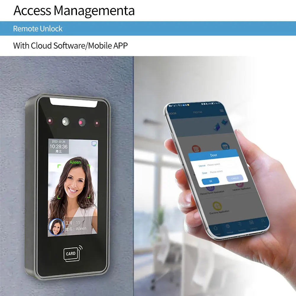 TCP/IP WiFi AI Facial Face Recognition Time Attendance Access Control Machine RFID Card Reader Electric Empolyee Recorder System