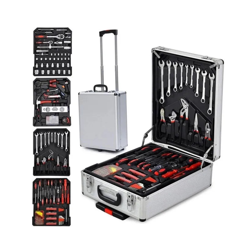 Steel Tool Box With Hand Tool Sets For Garage Storage Tool Cabinet Trolley Box