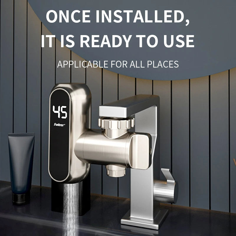 Fudeer Instant Hot Water Faucet Conector Champagne Gold Electric Water Heater Kitchen Tap Adapter 220V Tankless Water Heater